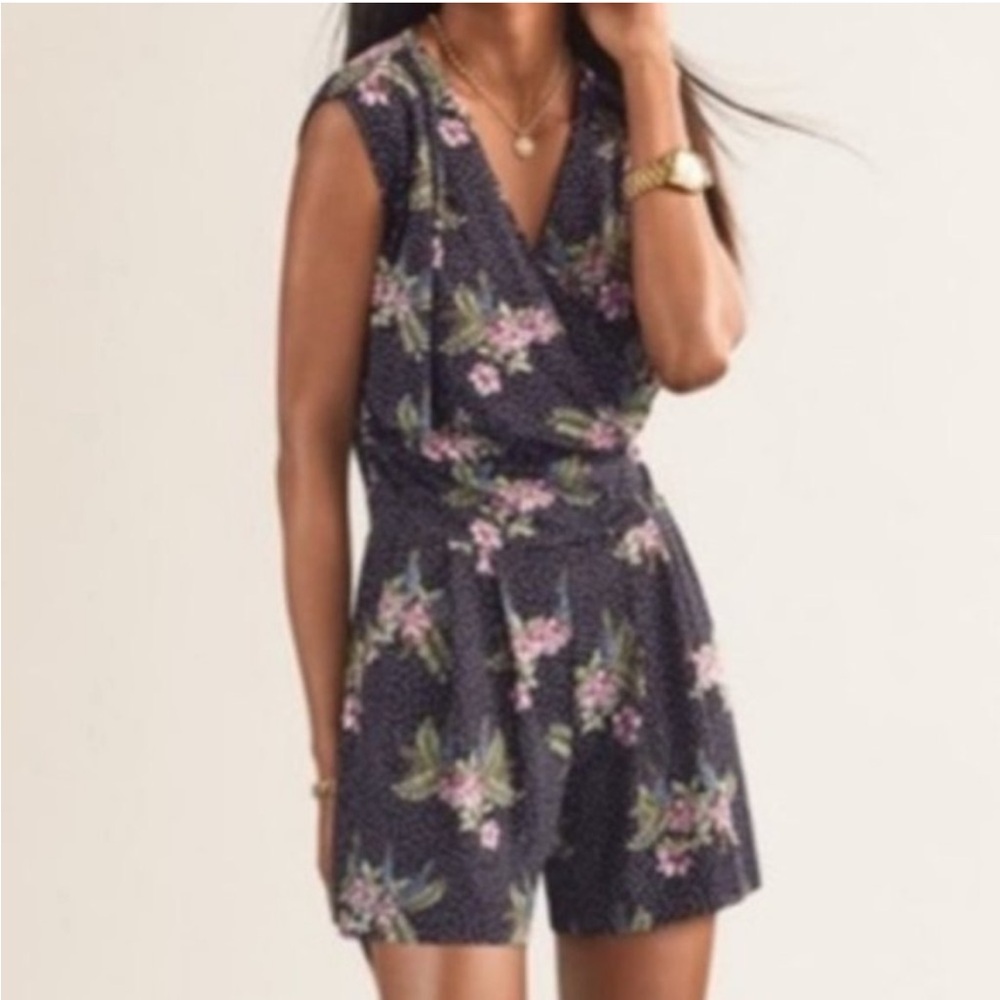 CAbi Navy Floral Sleeveless Romper